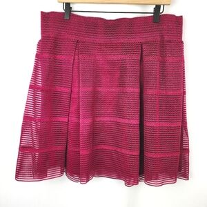 Torrid Women's Magenta Striped Sheer Flared Pleated Skirt Size 2X